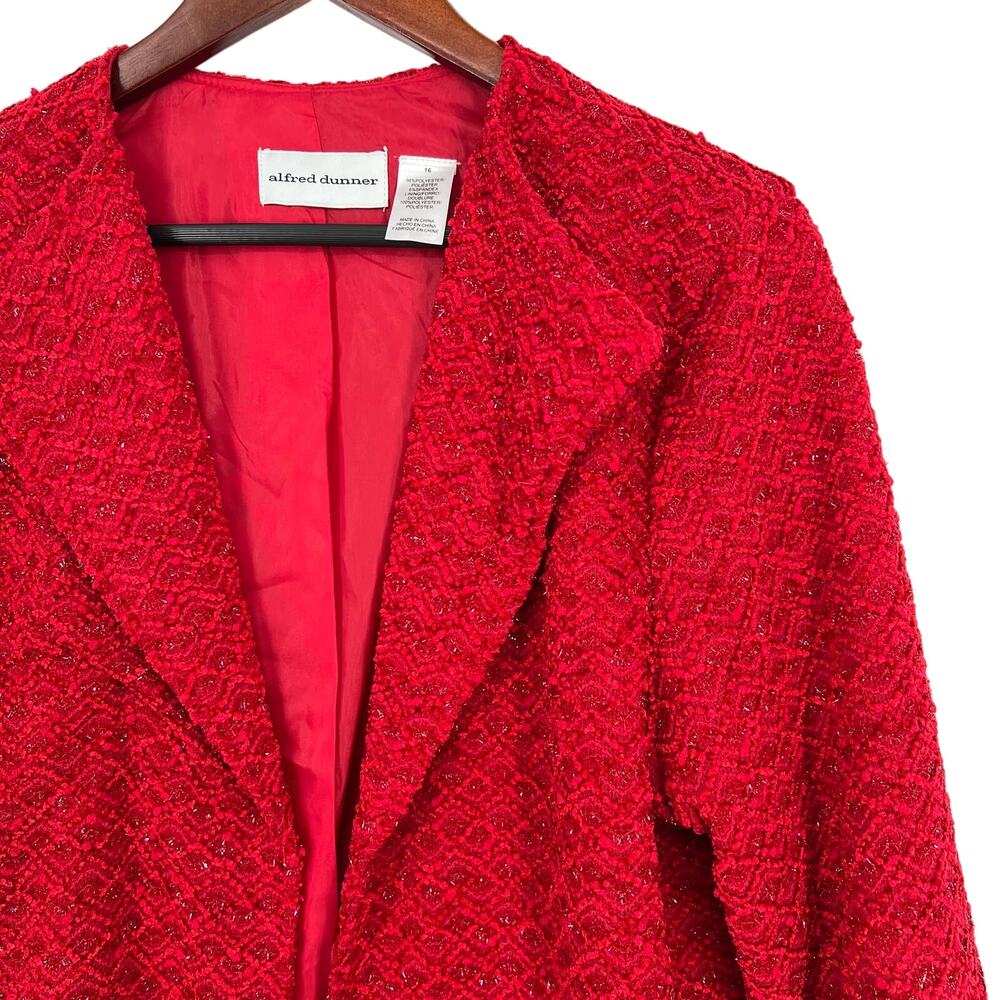 NEW NWT Alfred Dunner BEAUTIFUL Sz 16 Red Sparkly Jacket Blouse Shirt Top - Picture 4 of 9